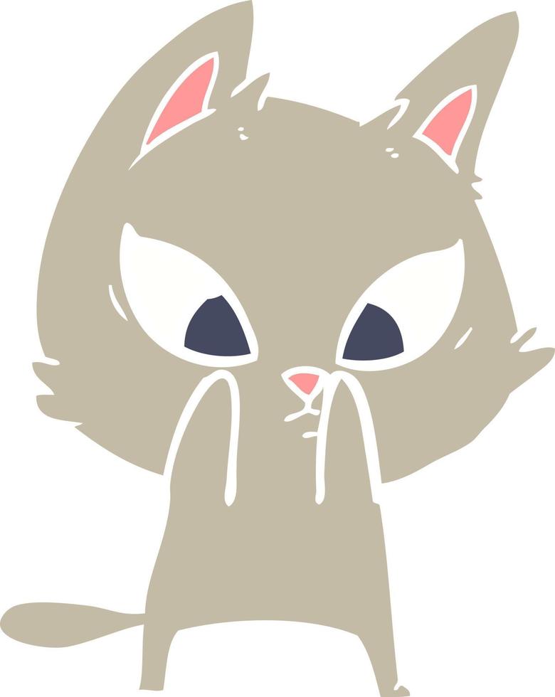 confused flat color style cartoon cat vector