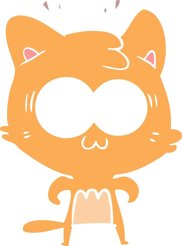 flat color style cartoon surprised cat vector