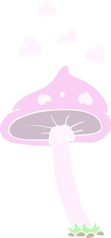 flat color illustration of a cartoon mushroom vector