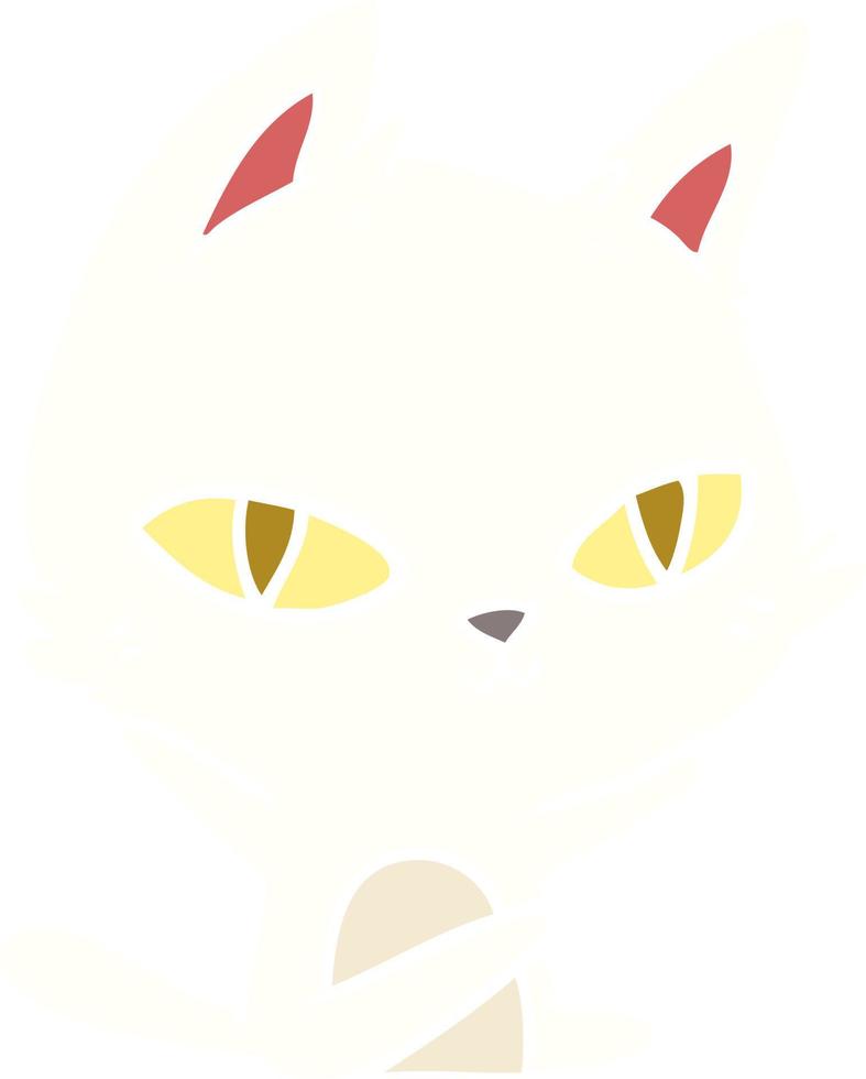 flat color style cartoon cat staring vector