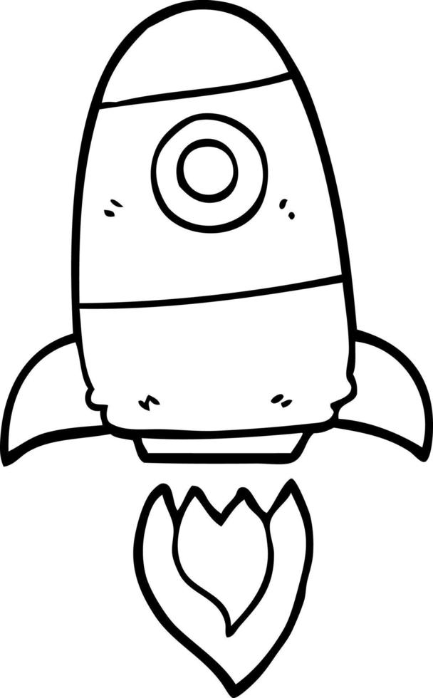line drawing cartoon space rocket vector