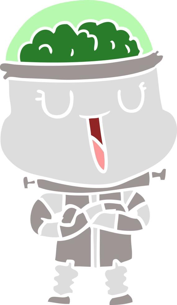 happy flat color style cartoon robot vector