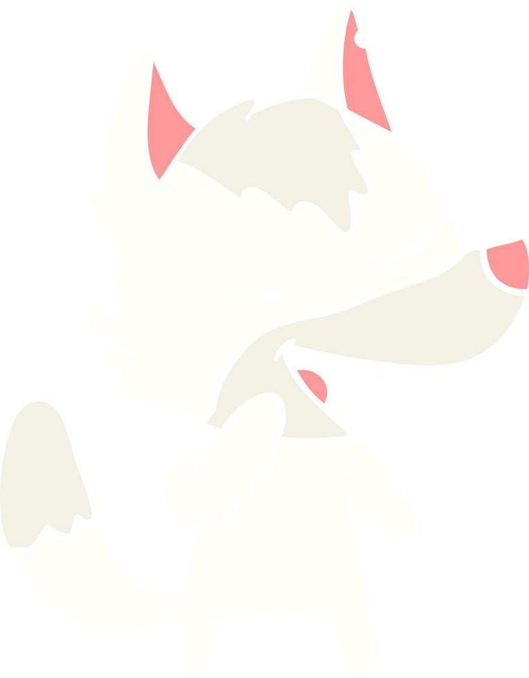 lobo de dibujos animados de estilo de color plano riendo vector