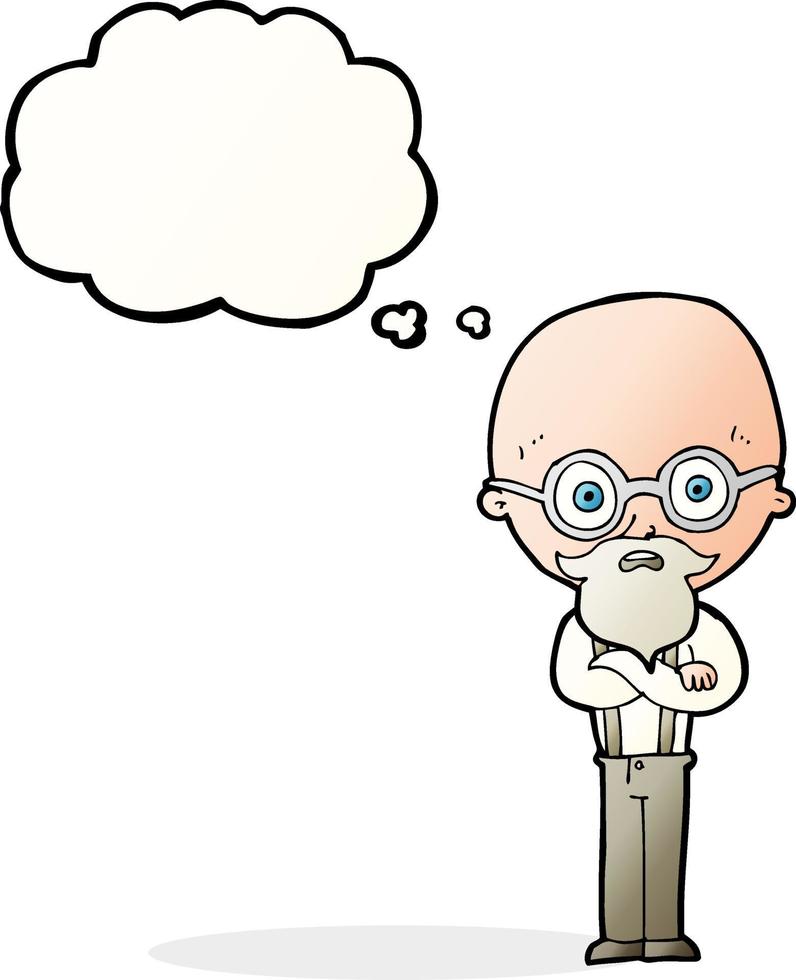 cartoon annoyed old man with thought bubble vector