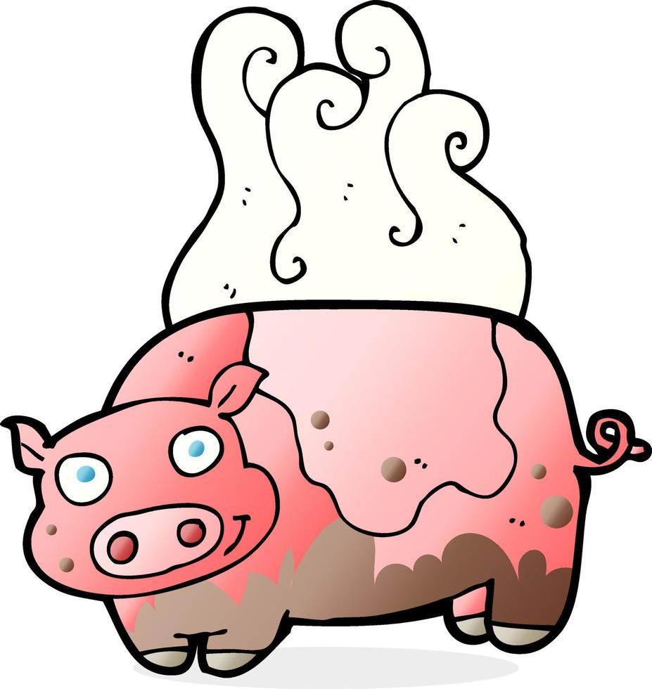 cartoon muddy pig vector