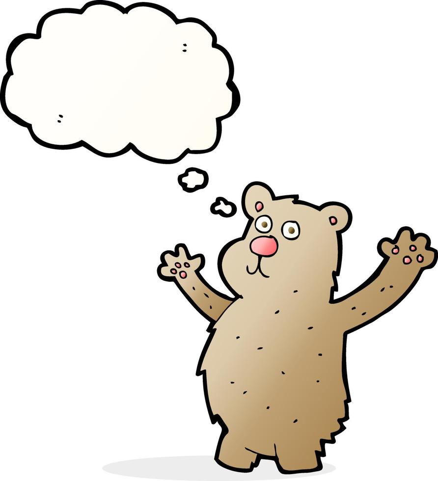 cartoon funny bear with thought bubble vector