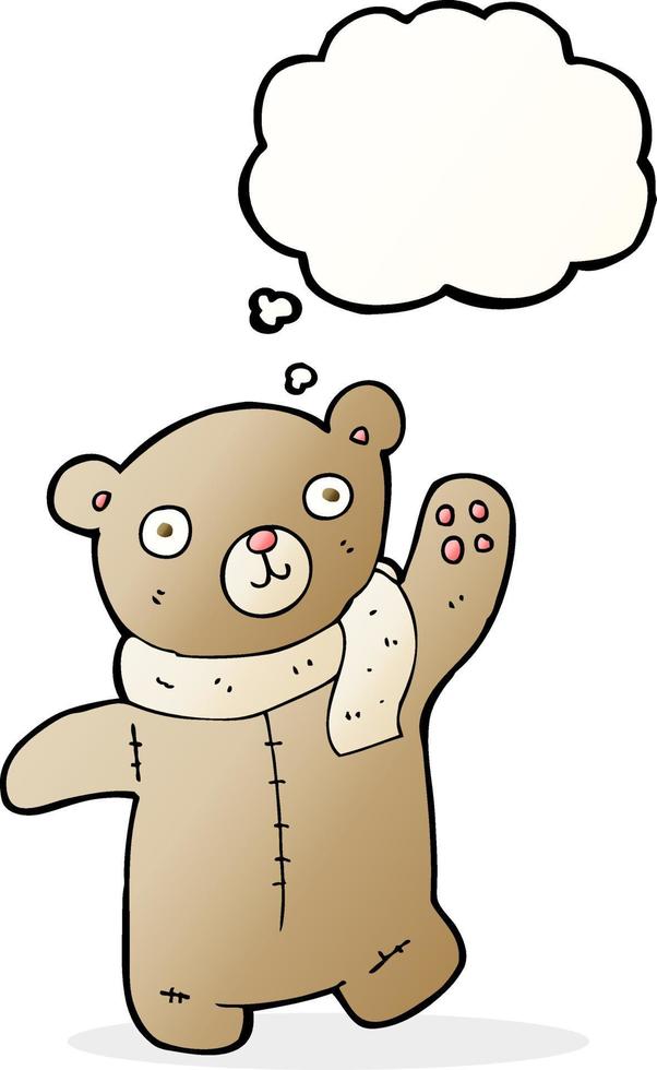 cute cartoon teddy bear with thought bubble vector