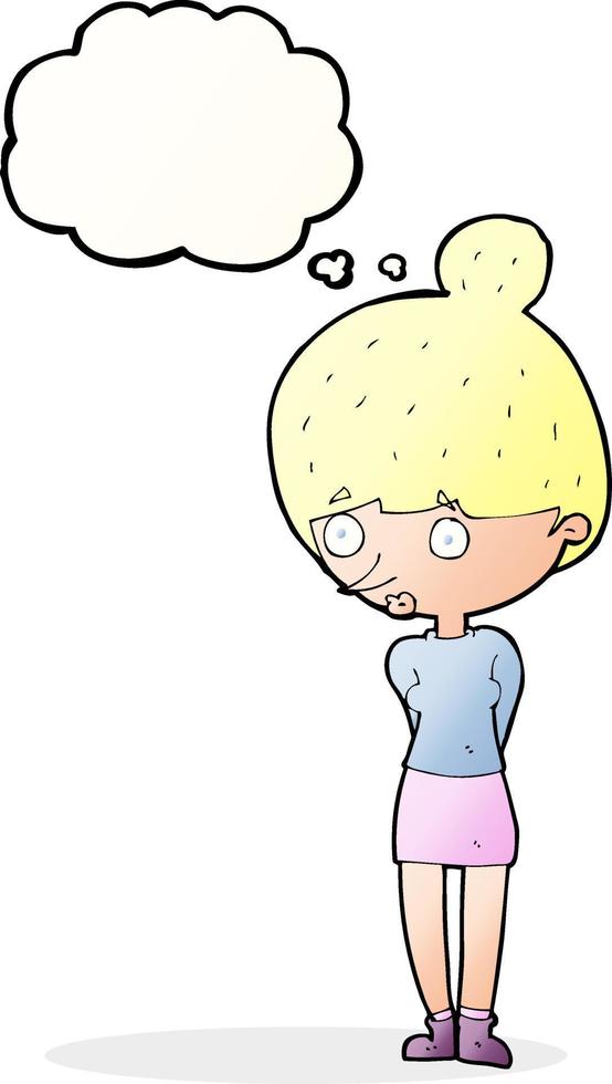 cartoon woman staring with thought bubble vector