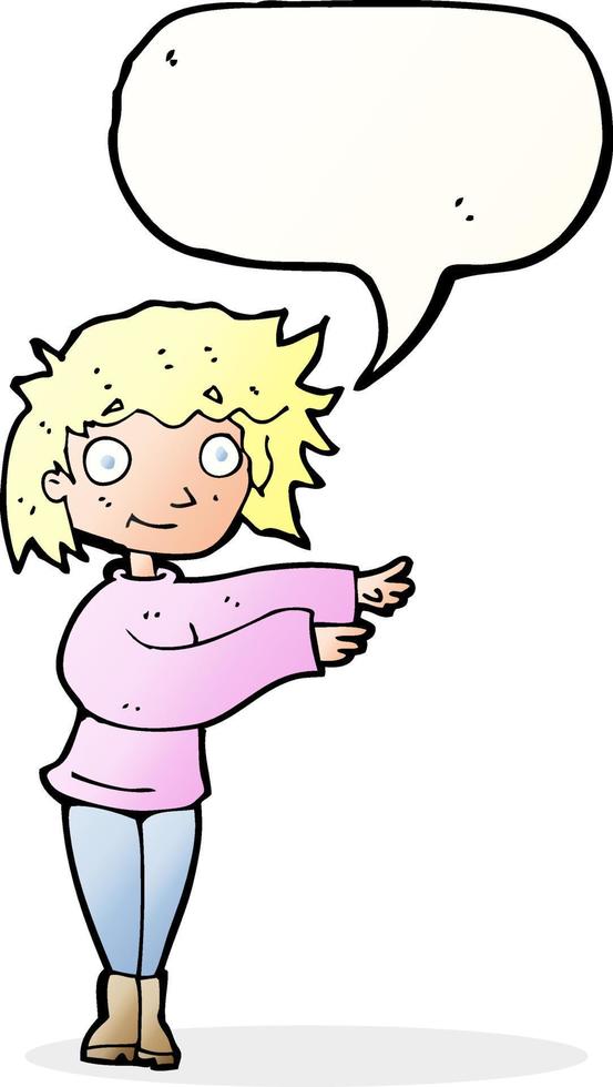 cartoon dancing woman with speech bubble vector