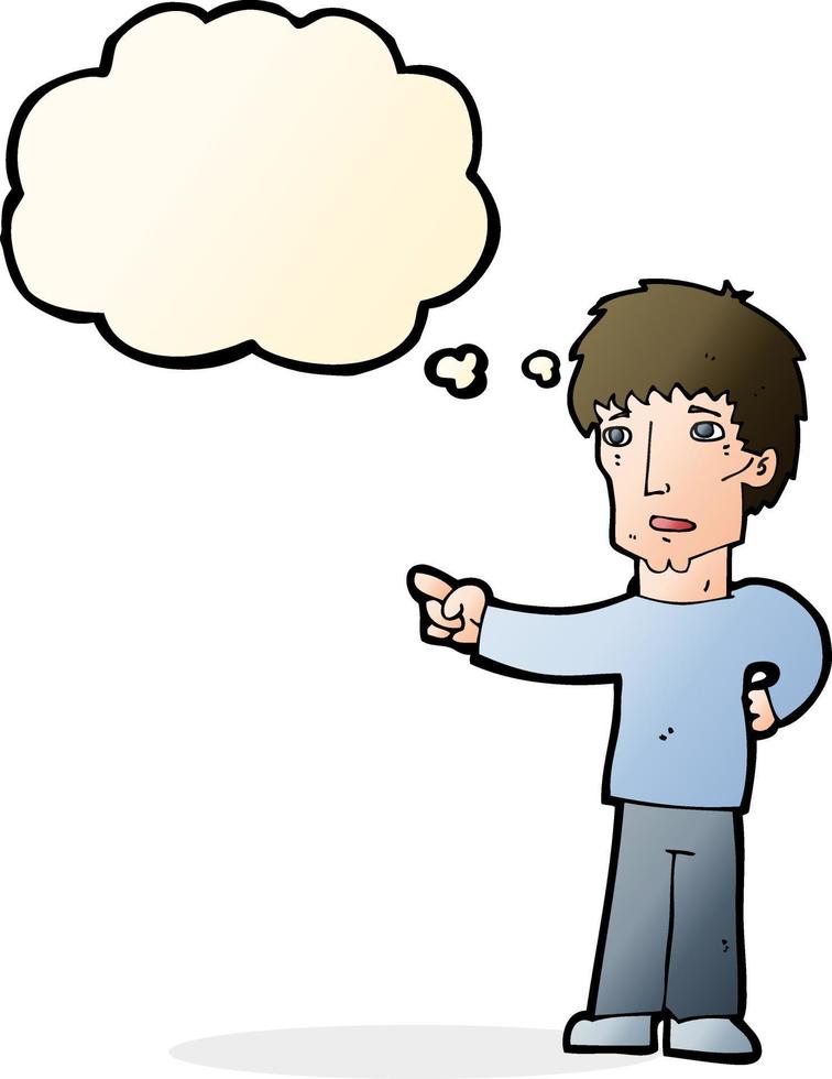 cartoon pointing man with thought bubble vector