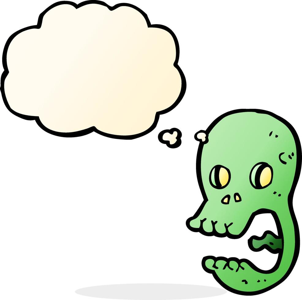 funny cartoon skull with thought bubble vector