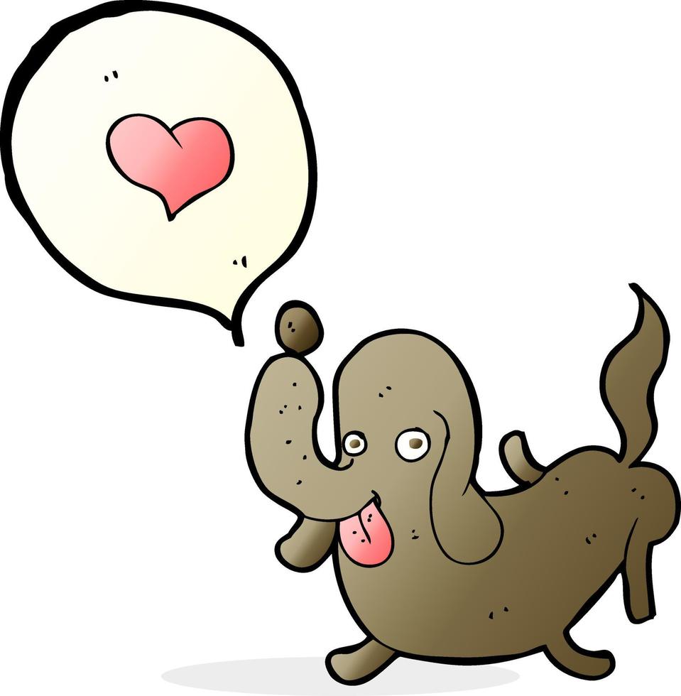 perro de dibujos animados con corazón de amor vector