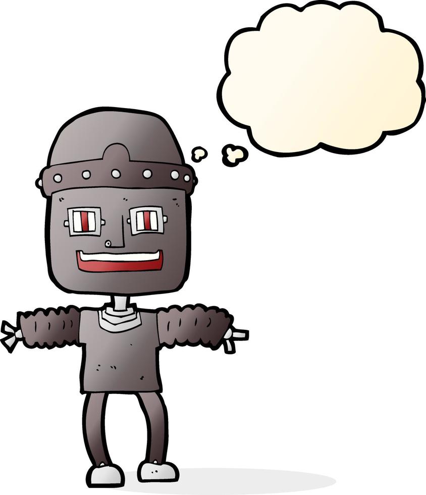 cartoon robot with thought bubble vector