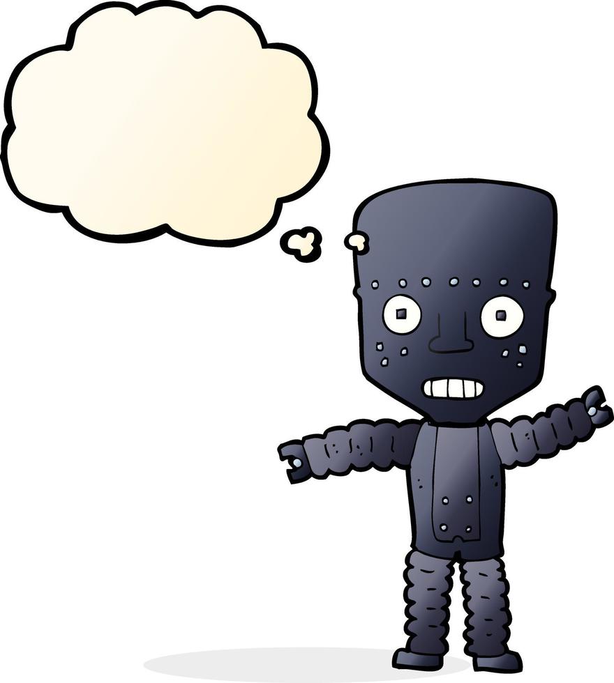 cartoon robot with thought bubble vector