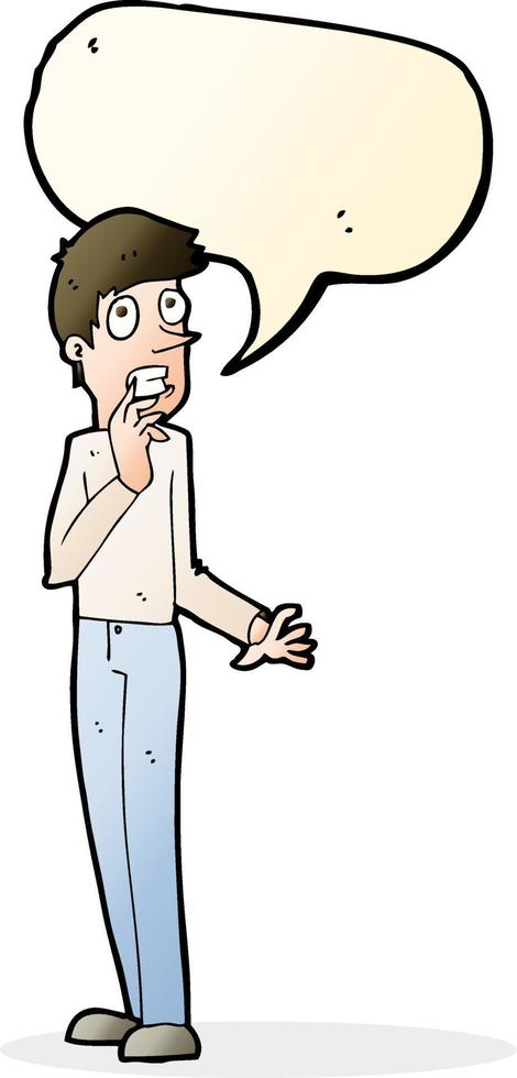 cartoon worried man with speech bubble vector
