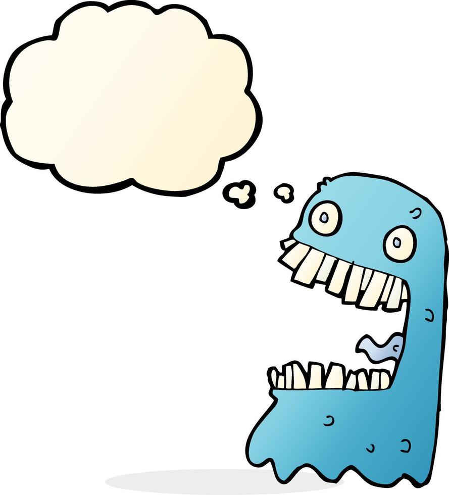 cartoon gross ghost with thought bubble vector