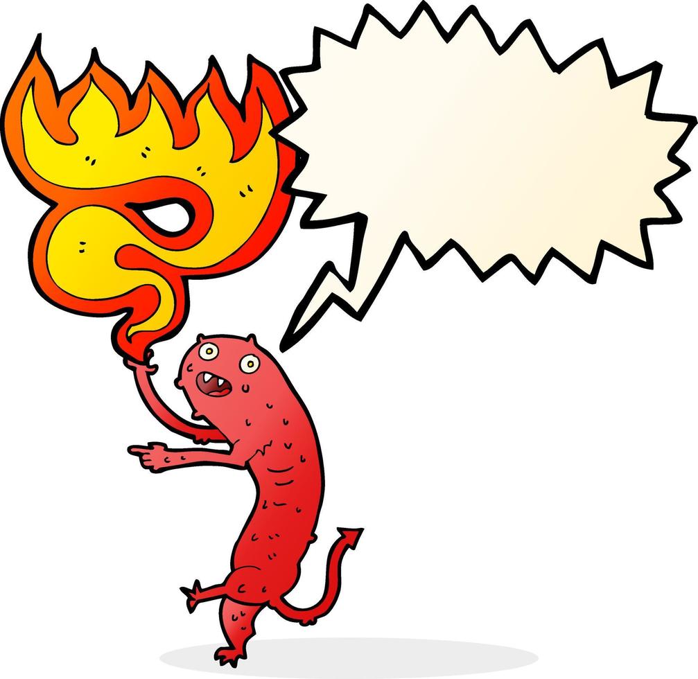 cartoon gross little monster with speech bubble vector