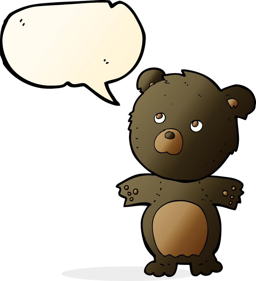 cartoon funny teddy bear with speech bubble vector