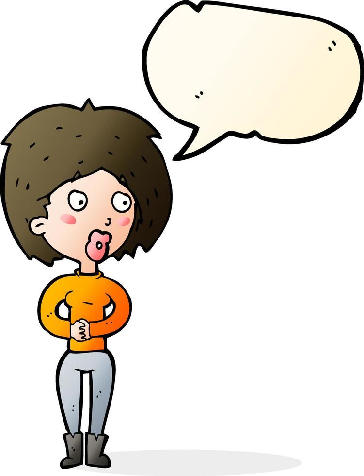 cartoon surprised woman with speech bubble vector