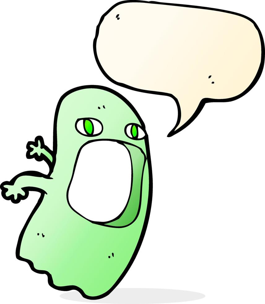 funny cartoon ghost with speech bubble vector