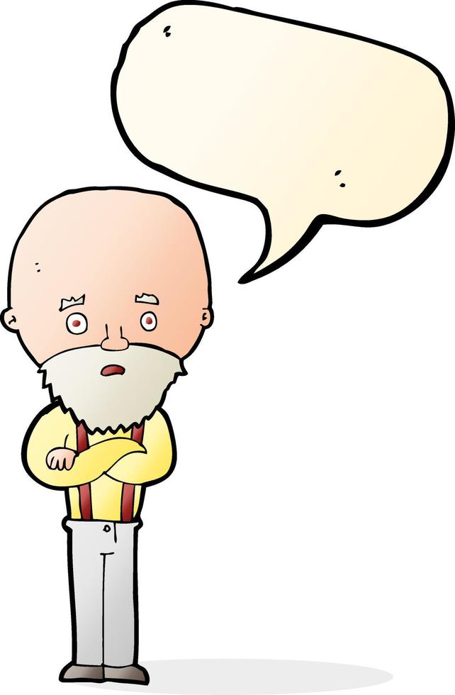 cartoon worried old man with speech bubble vector
