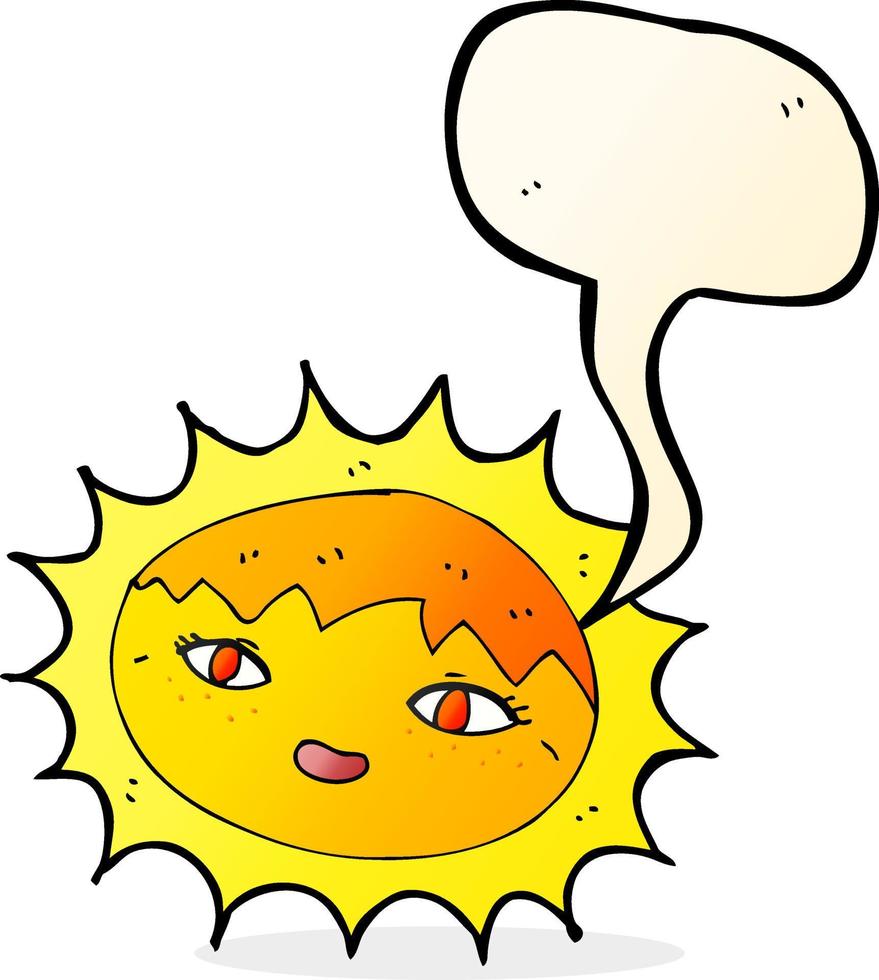cartoon pretty sun with speech bubble vector