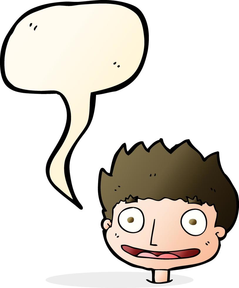 cartoon happy boy with speech bubble vector