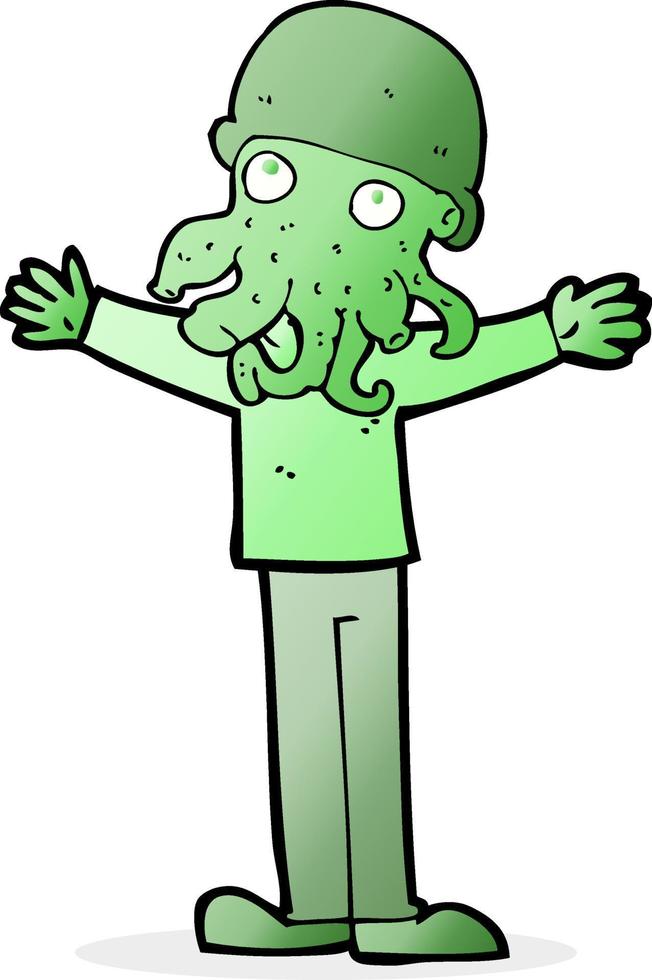 cartoon alien squid face man vector