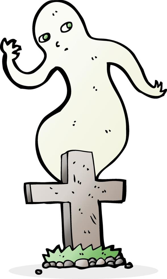 cartoon ghost rising from grave vector