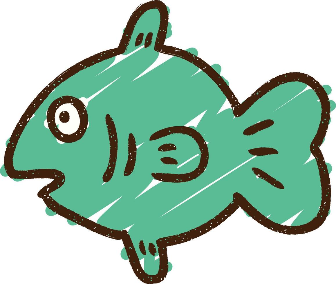 dibujo de tiza de pez sorprendido vector
