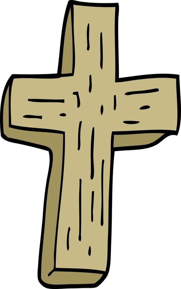 cartoon doodle wooden cross vector