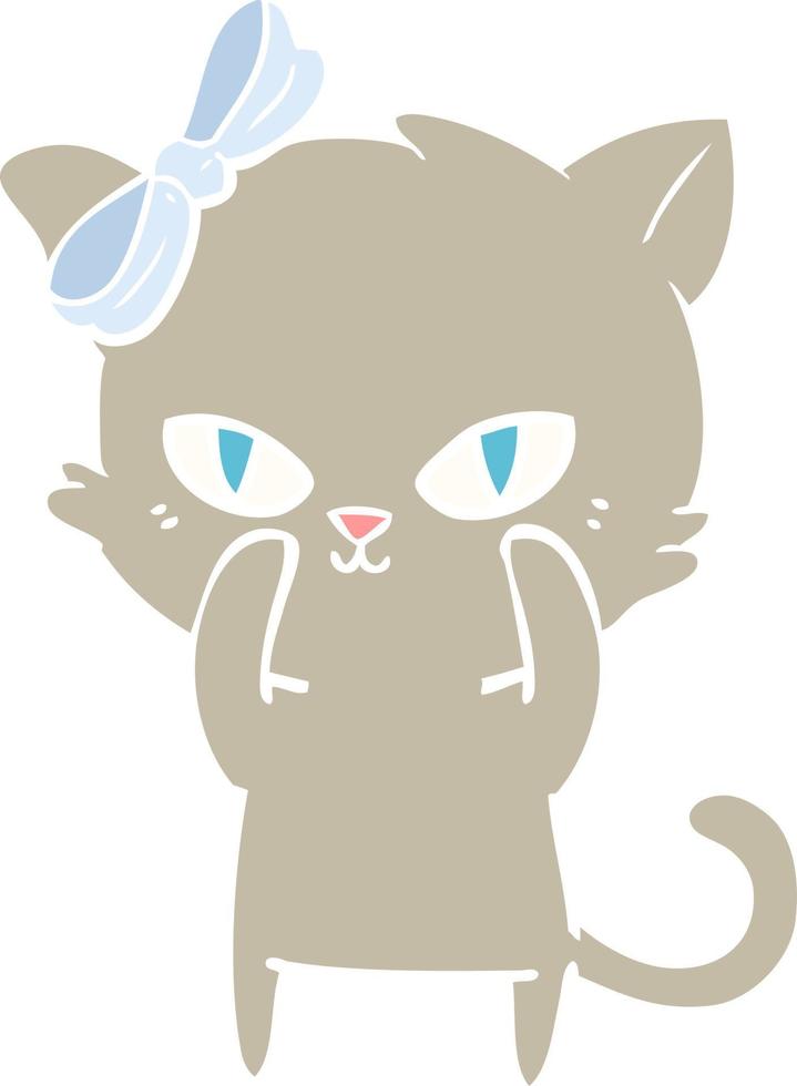 lindo gato de dibujos animados de estilo de color plano vector