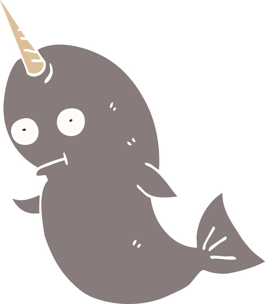 cartoon doodle narwhal vector