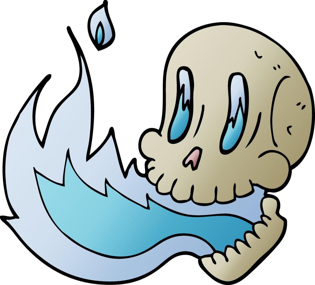 cartoon doodle flaming skull vector