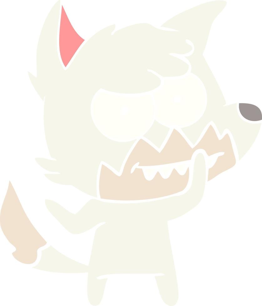 flat color style cartoon grinning fox vector