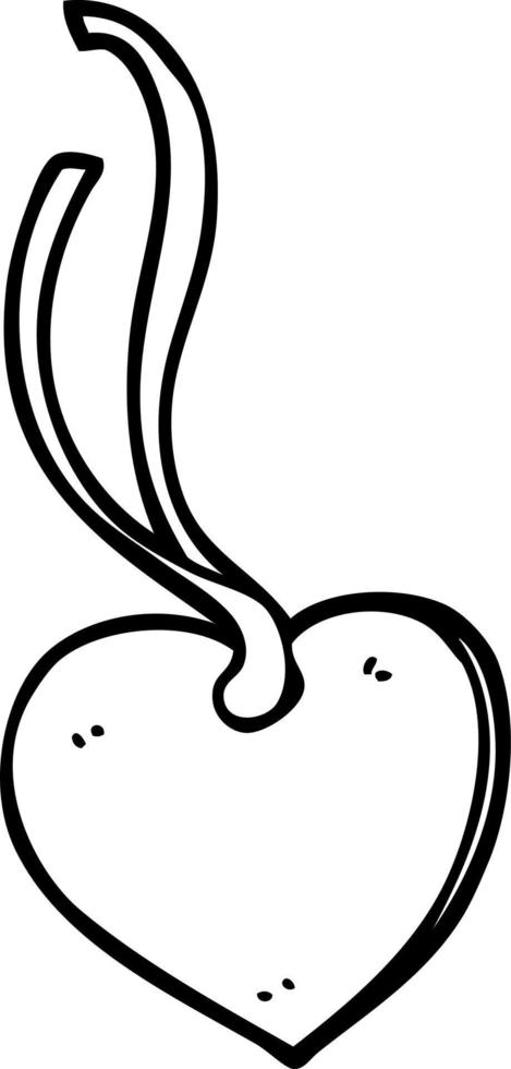 line drawing cartoon heart shaped gift tag vector