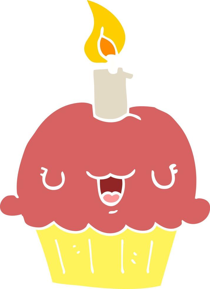 flat color style cartoon cupcake vector