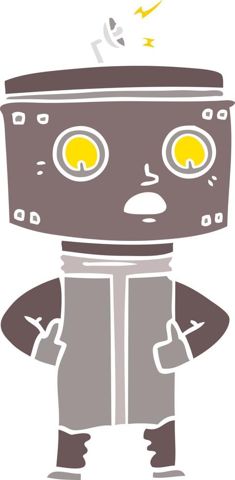 robot de dibujos animados de estilo de color plano vector