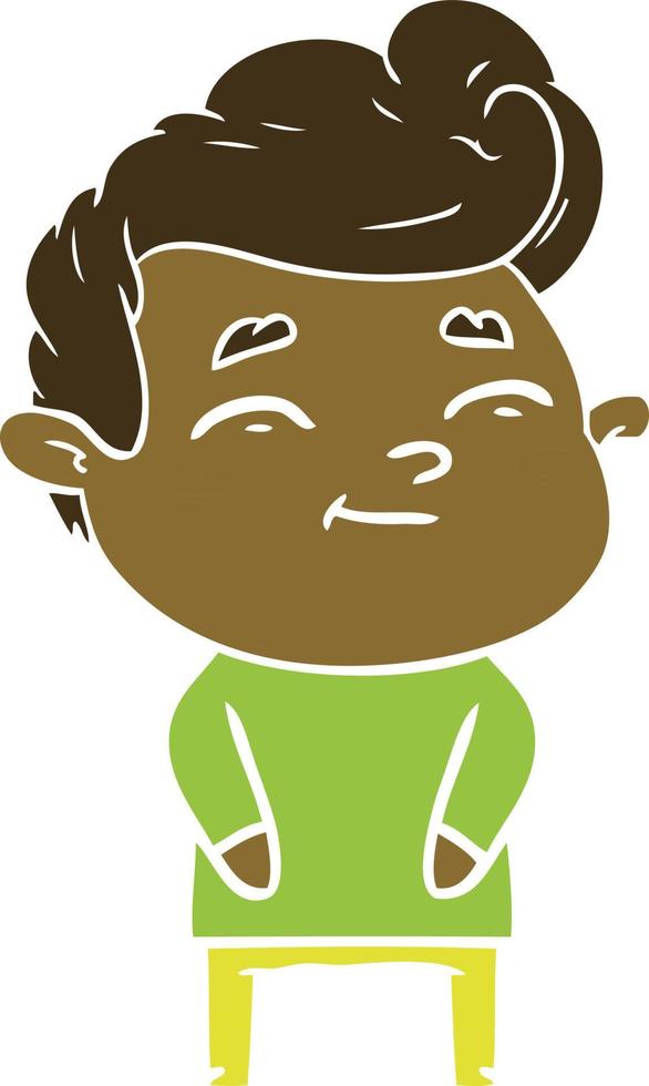happy flat color style cartoon man vector