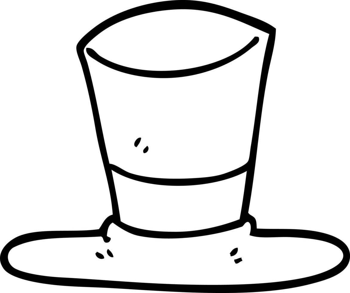 sombrero de copa de dibujos animados de dibujo lineal vector