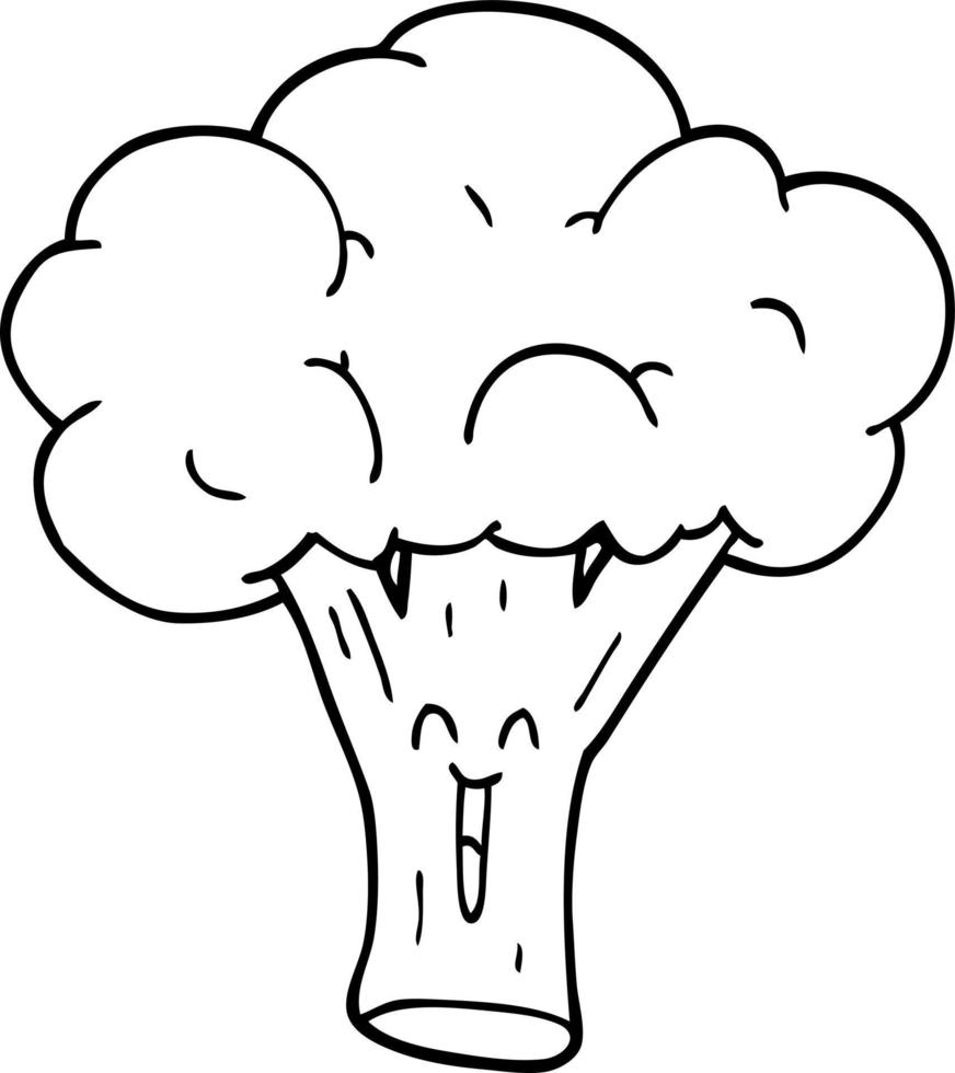 line drawing cartoon broccoli vector