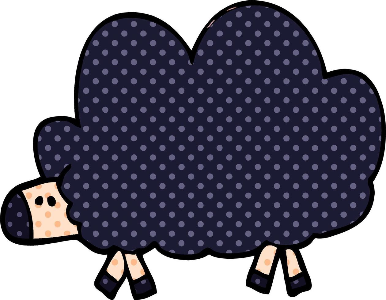 cartoon doodle of a black sheep vector