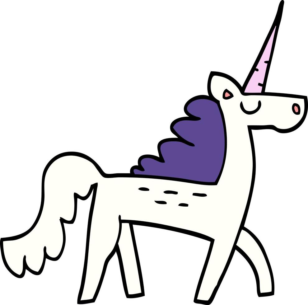 cartoon doodle mystical unicorn vector