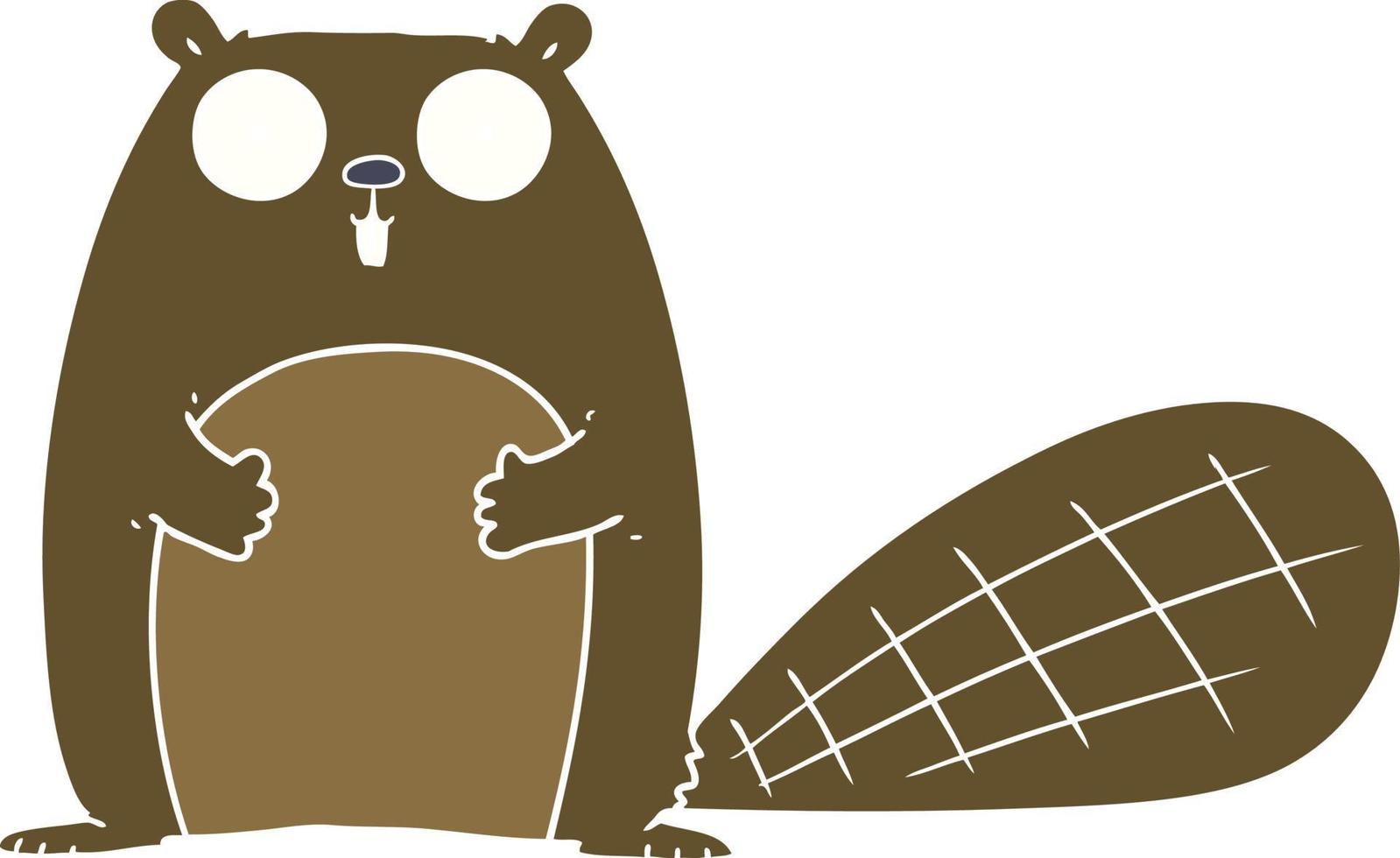 flat color style cartoon beaver vector