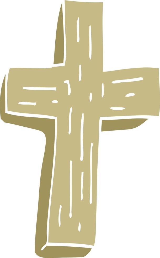 cartoon doodle wooden cross vector