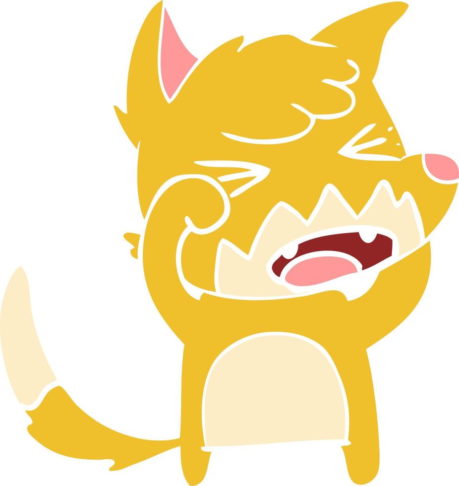 angry flat color style cartoon fox rubbing eyes vector