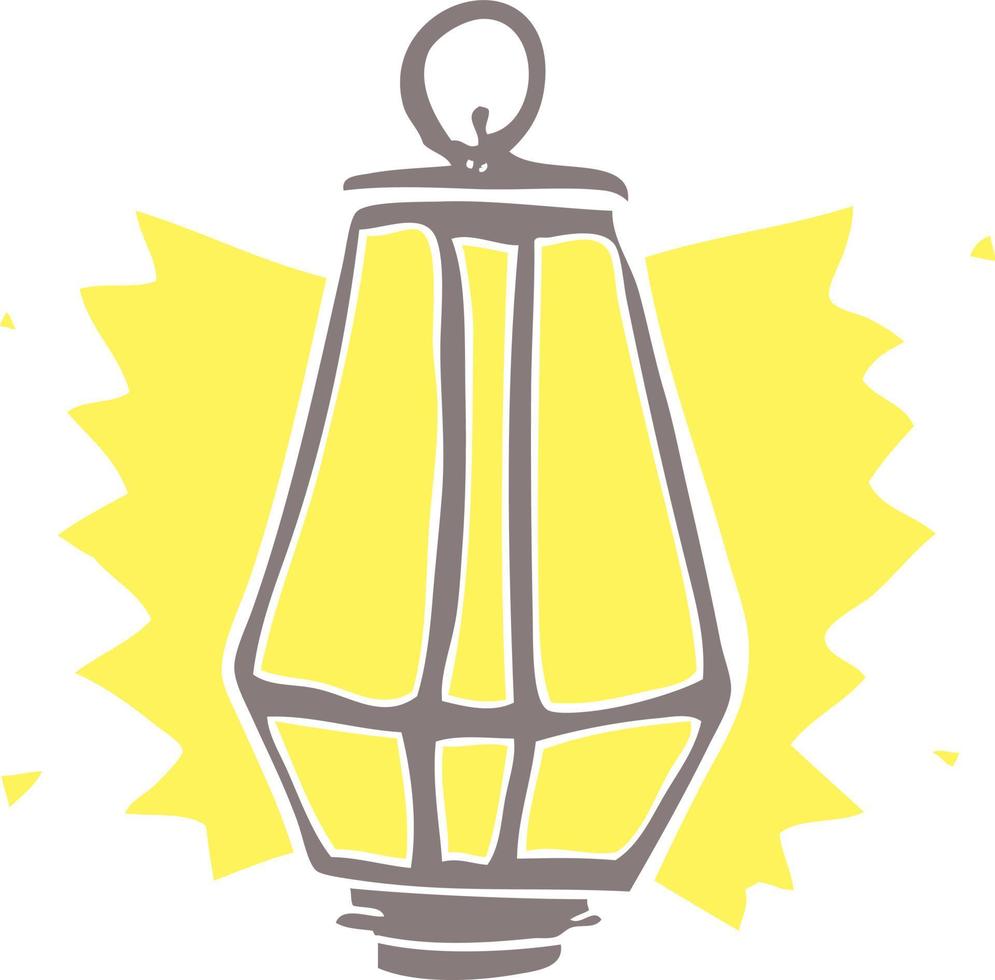 flat color illustration of a cartoon lantern shining vector