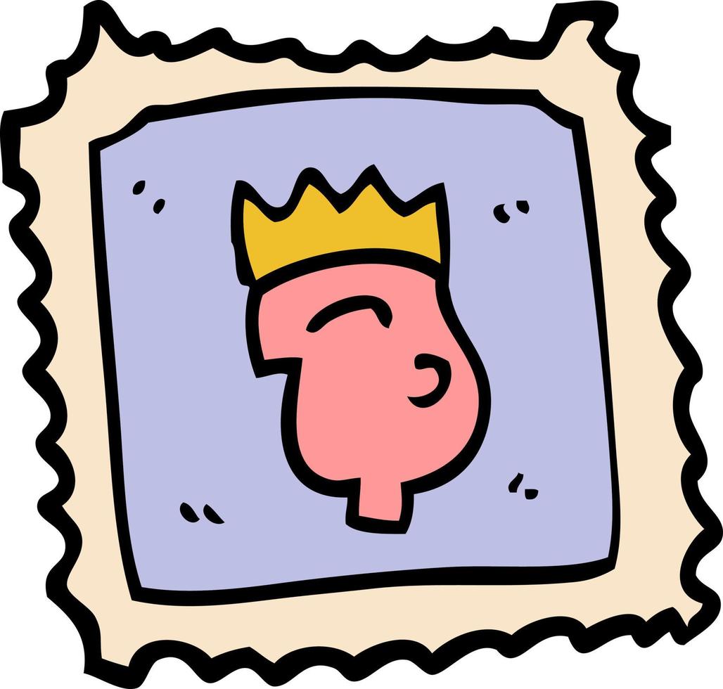 cartoon doodle stamp with royal face vector