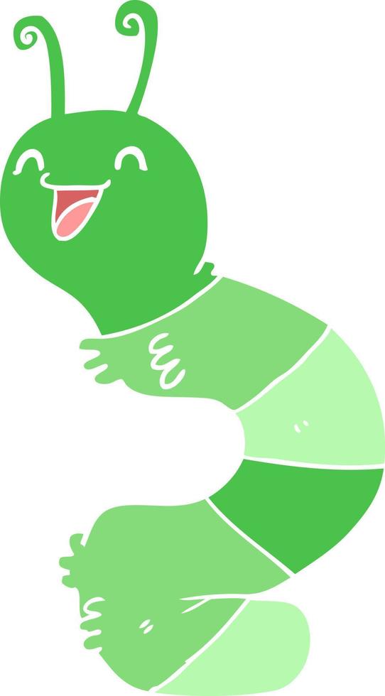 flat color style cartoon happy caterpillar vector