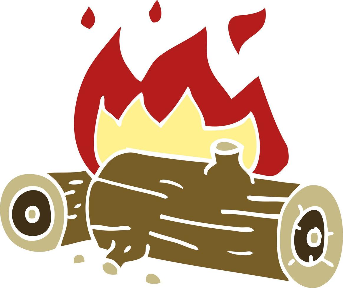 cartoon doodle burning logs vector